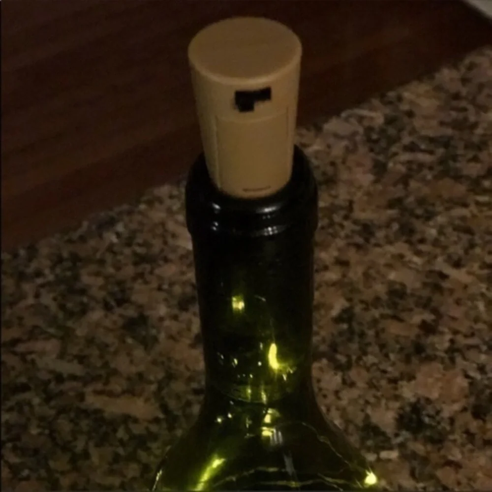 Fairy lights in wine bottle